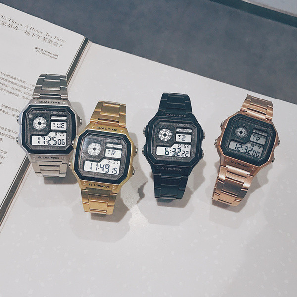 Modern férfi elektronikus karóra többféle színben