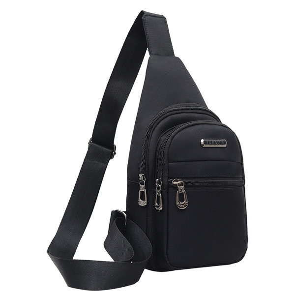 Geanta pentru barbati in negru si albastru cu fermoar si emblema