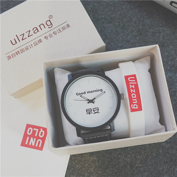 Ceas modern pentru bărbați cu brățară în alb și negru