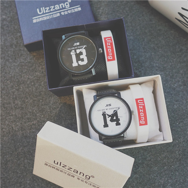 Ceas modern pentru bărbați cu brățară în alb și negru