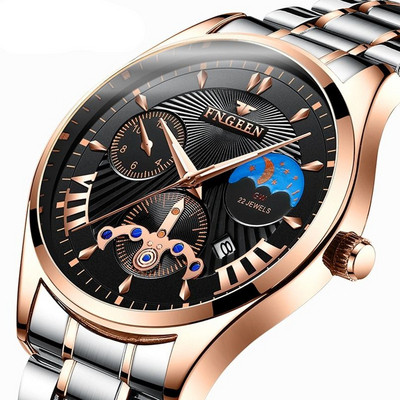 Men`s daily waterproof watch with metal strap
