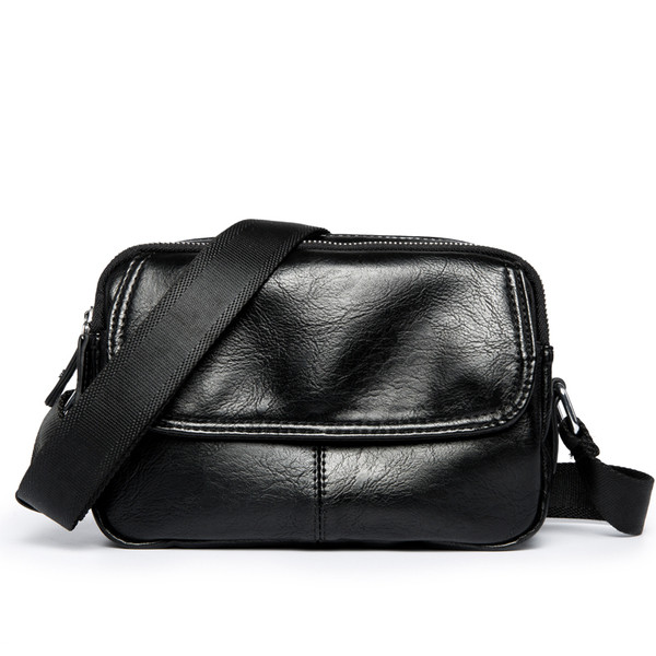 Geanta de barbati stilata de culoare neagra din piele ecologica