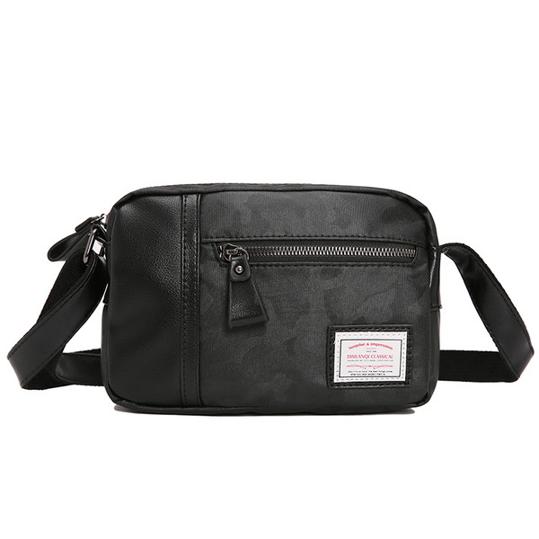 Geantă casual pentru bărbați în negru cu emblemă