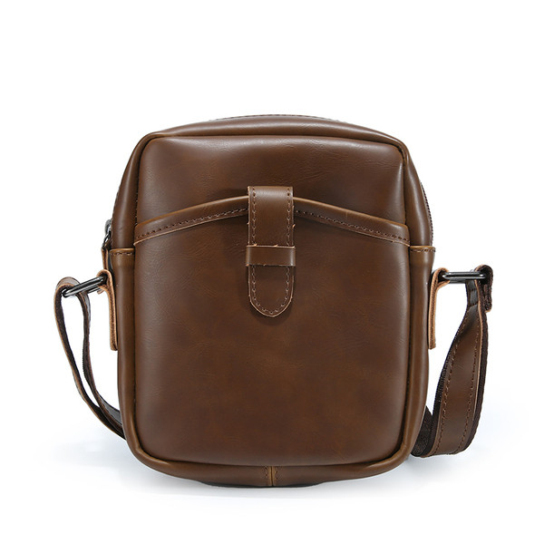 Geantă modernă pentru bărbați din piele ecologică de culoare maro și negru