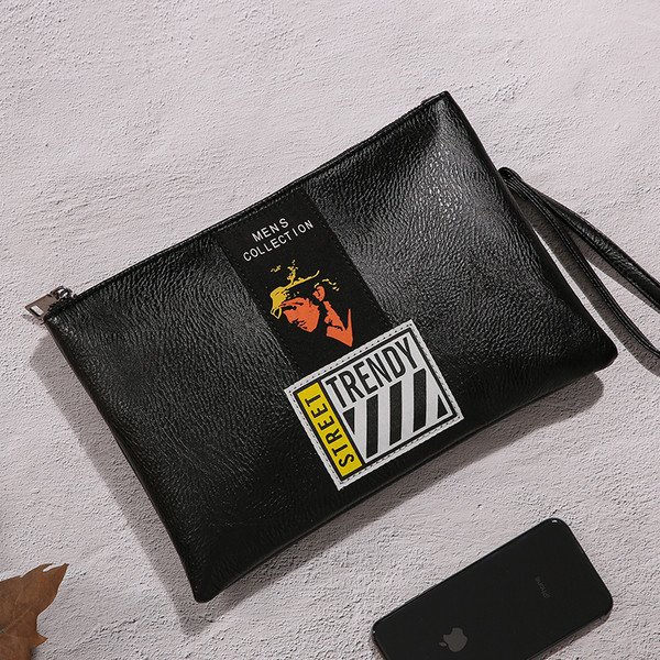 Elegáns férfi táska fekete színben emblémával