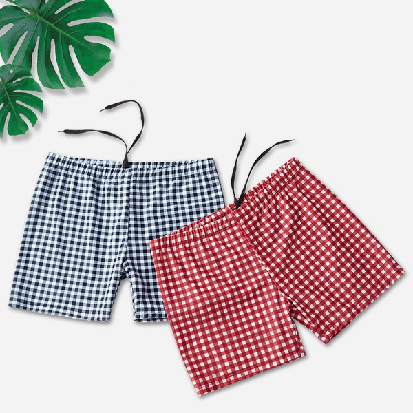 Модерни мъжки карирани бански в два цвята