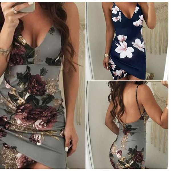 Modern női ruha V-nyakkal és virágmintával, két színben