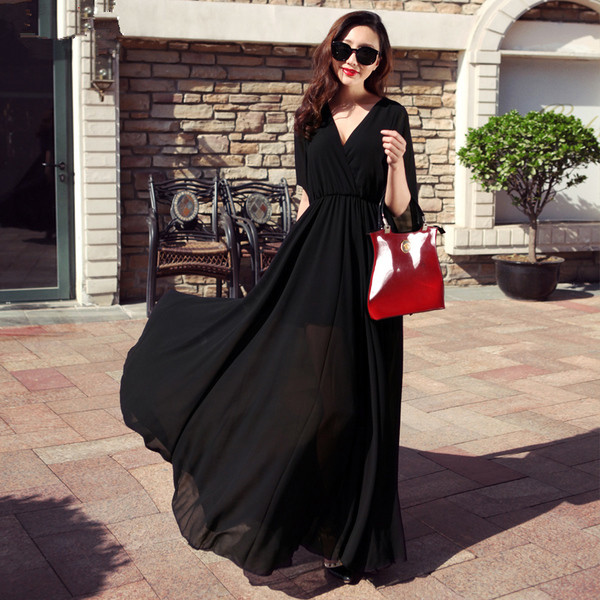 Rochie lunga de dama in doua culori