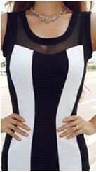 Rochie de dama in dungi Model subtire cu bretele late in alb-negru