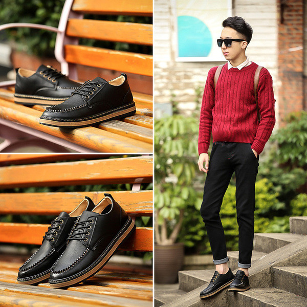 Eko bőrből készült stílusos férfi cipő fűzős három színben