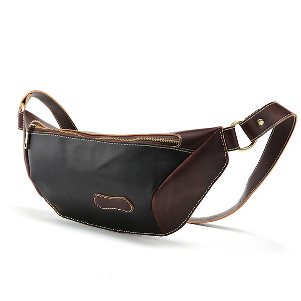 Férfi öko bőr táska emblémával és cipzárral