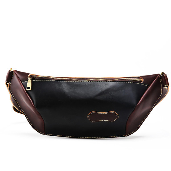 Férfi öko bőr táska emblémával és cipzárral