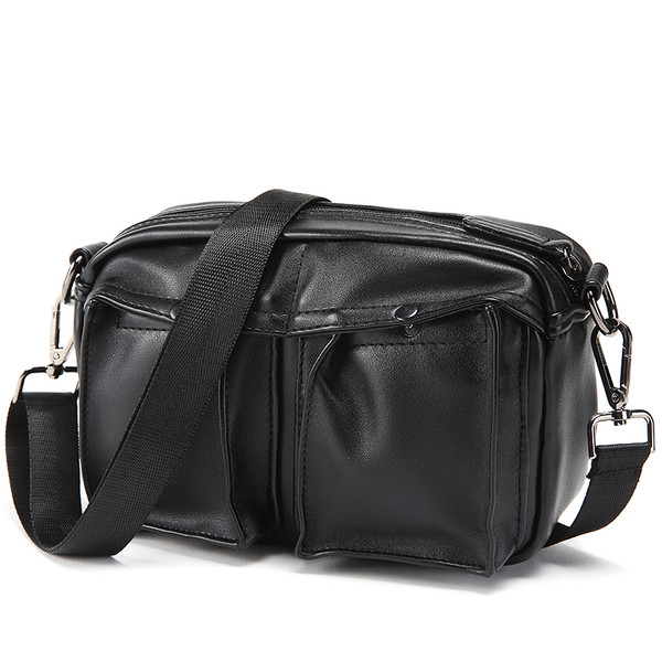 Geantă modernă pentru bărbați cu buzunare de culoare neagră