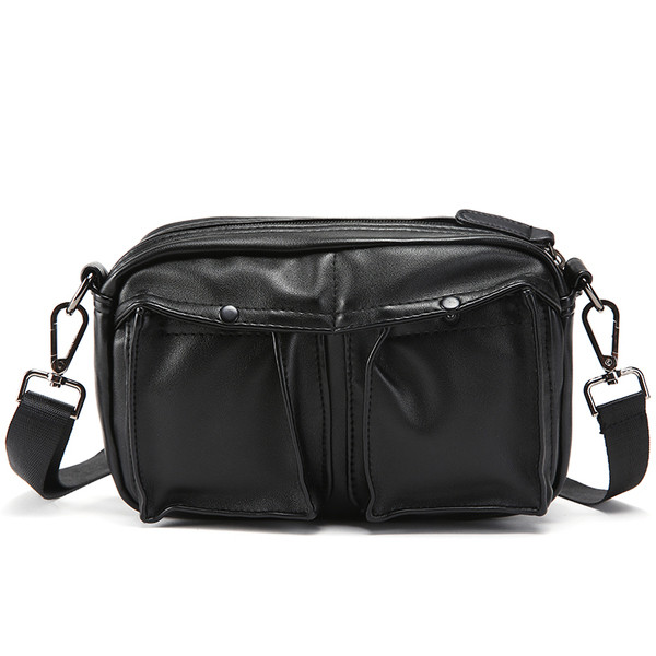 Geantă modernă pentru bărbați cu buzunare de culoare neagră