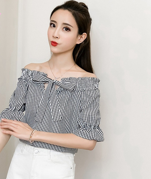 Modern női ing ejtett ujjakkal, piros és fekete színben