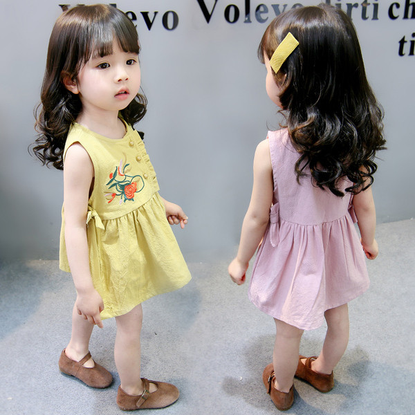 Alkalmi gyerekruha sárga és rózsaszín színben