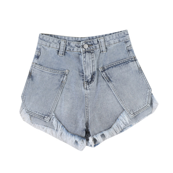 Modern női farmer rövidnadrág szakadt motívumokkal