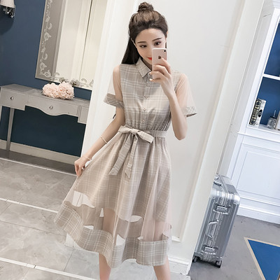 Női kockás ruha több színben 3/4-es ujjal