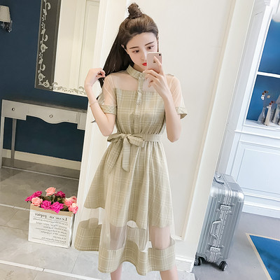 Női kockás ruha több színben 3/4-es ujjal