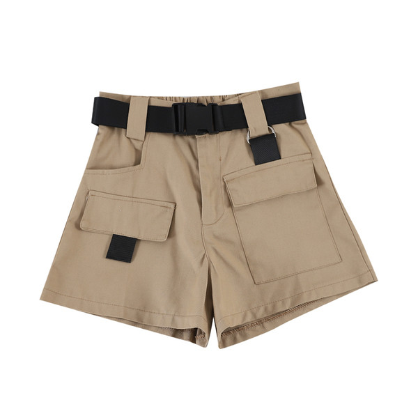 Модерни дамски къси панталони с колан и висока талия 