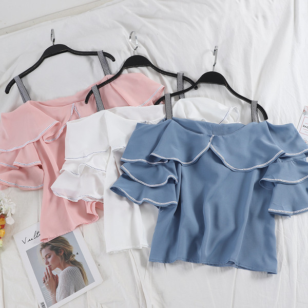 Bluză de damă elegantă cu bretele în patru culori