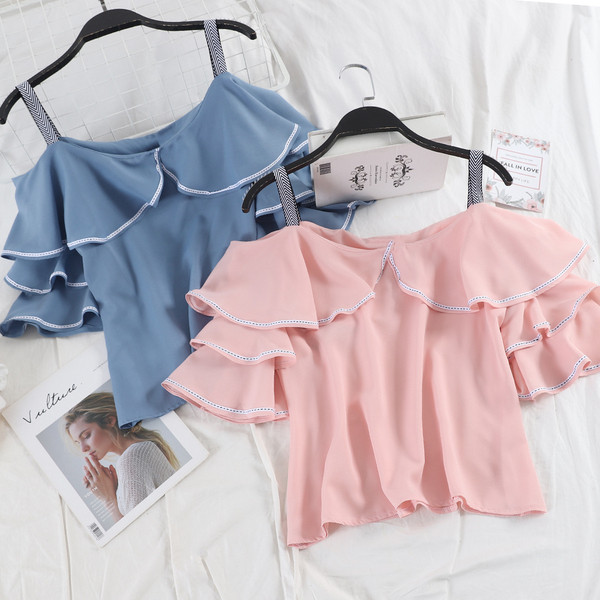 Bluză de damă elegantă cu bretele în patru culori