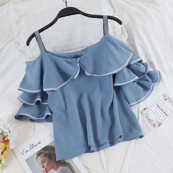 Bluză de damă elegantă cu bretele în patru culori