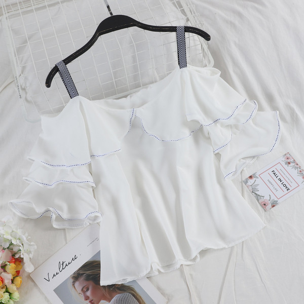 Bluză de damă elegantă cu bretele în patru culori