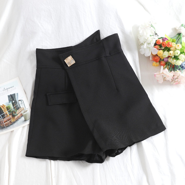 Pantaloni scurti moderni de dama cu transfer in negru si gri