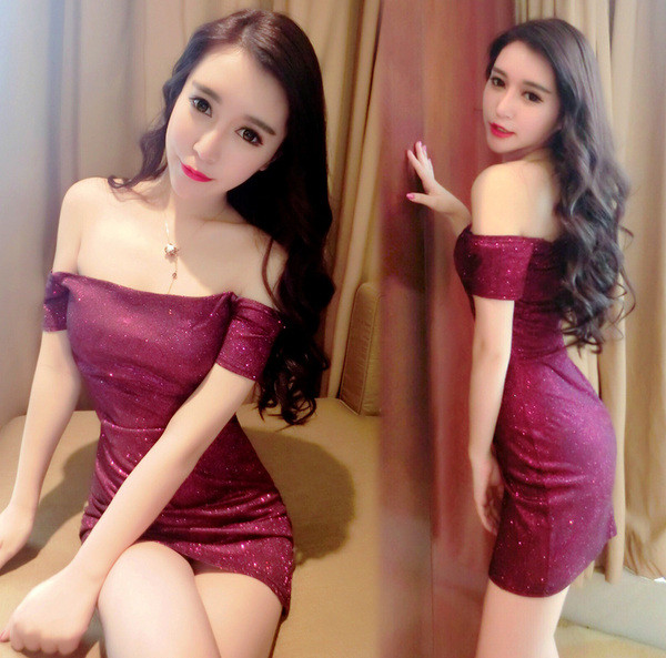 Modern női ruha ejtett ujjal