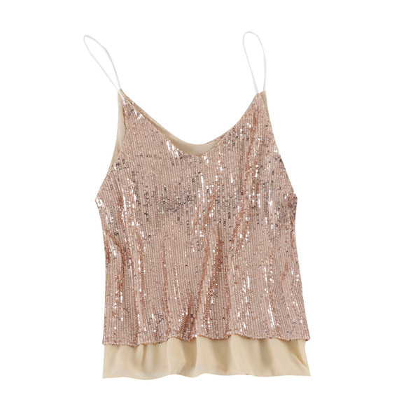 Maieu modern de damă cu bretele subțiri și paiete