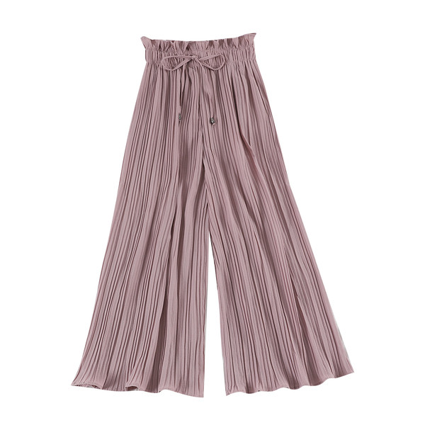 Pantaloni largi de dama moderni cu cravate in mai multe culori