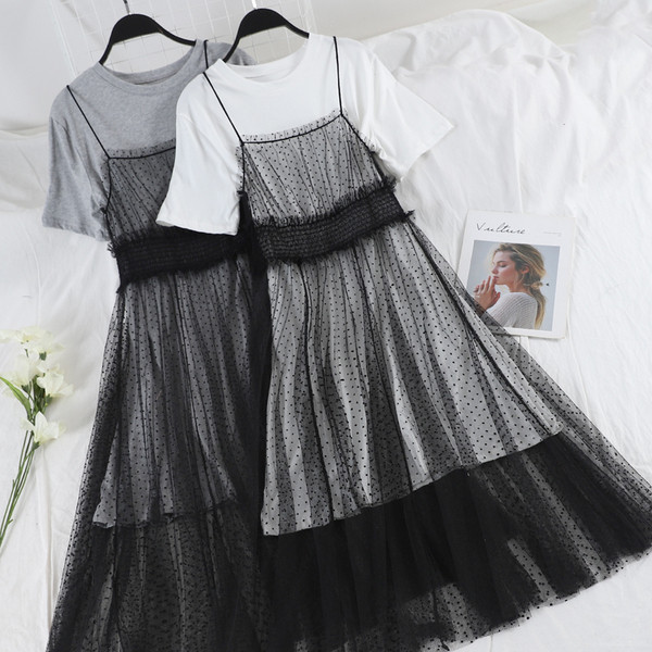 Rochie moderna de dama cu tul in trei culori cu maneci scurte