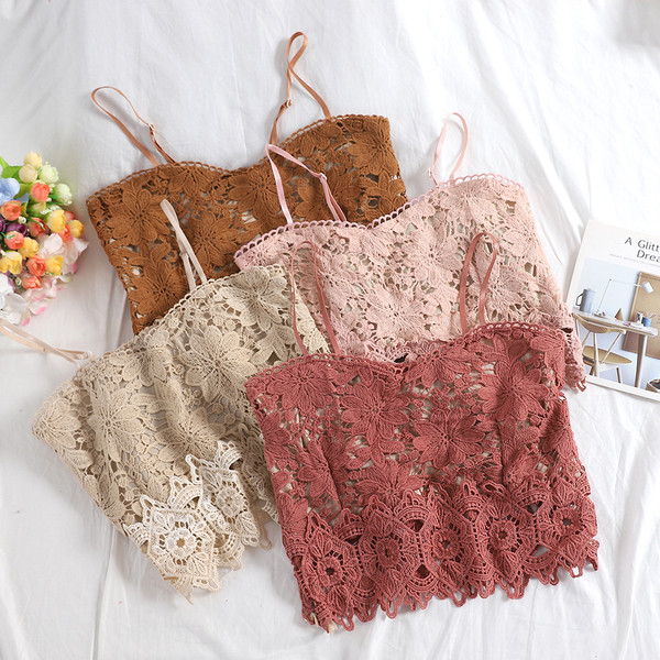 Vékony pántos női csipke felső több színben