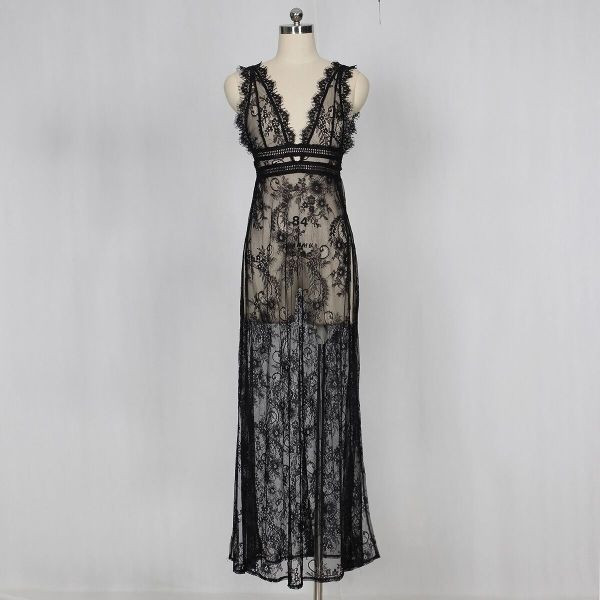 Női csipke pareo fekete színben