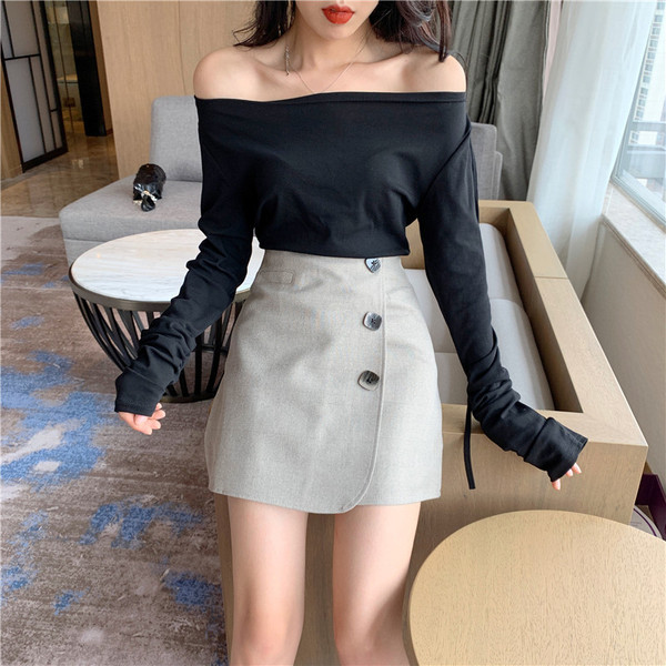 Fusta de dama moderna cu transfer in doua culori