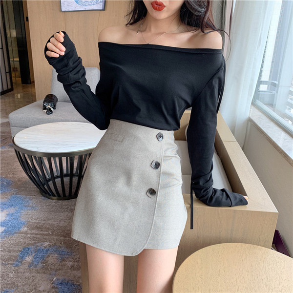 Fusta de dama moderna cu transfer in doua culori