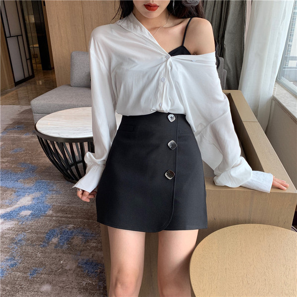 Fusta de dama moderna cu transfer in doua culori