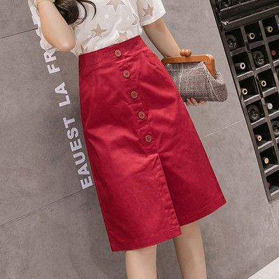 Спортно-елегантна дамска пола с копчета в няколко цвята