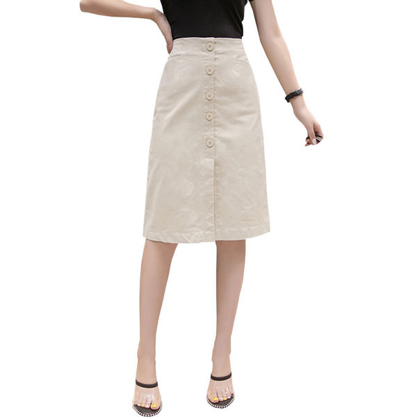 Спортно-елегантна дамска пола с копчета в няколко цвята