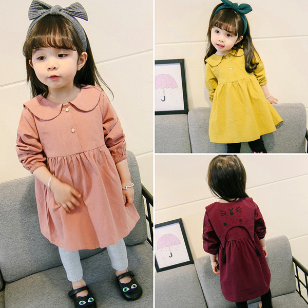 Rochie moderna pentru copii cu maneci lungi in trei culori