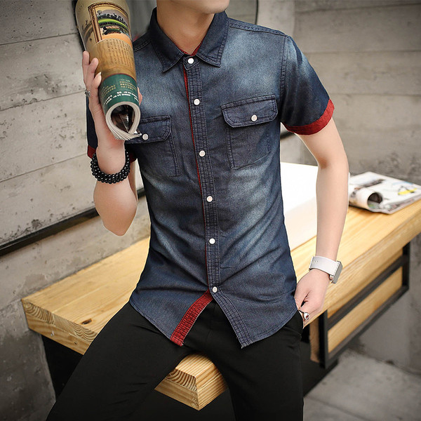 Modern férfi farmer ing