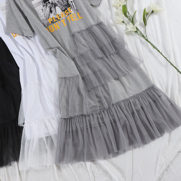 Rochie de dama model nou cu imprimeu si tul in trei culori