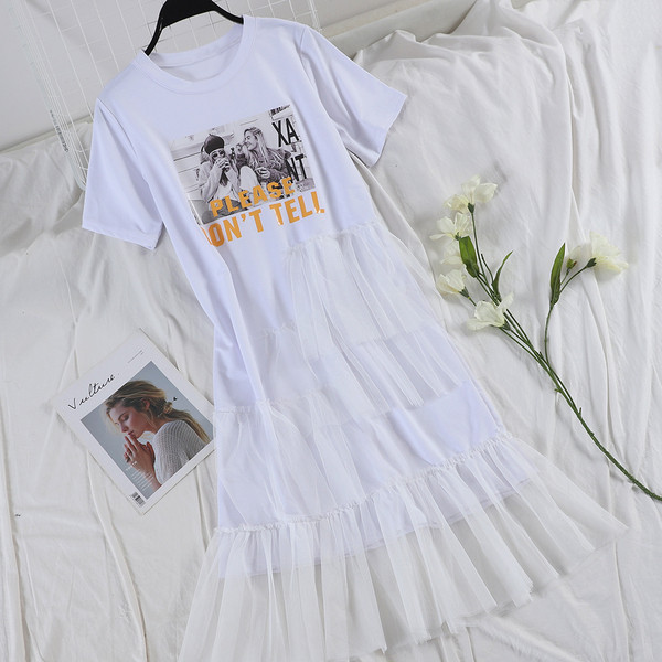 Rochie de dama model nou cu imprimeu si tul in trei culori