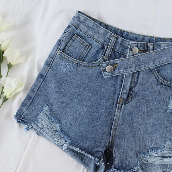 Női magas derekú farmer rövidnadrág