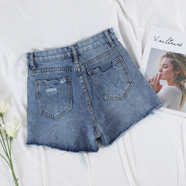 Női magas derekú farmer rövidnadrág