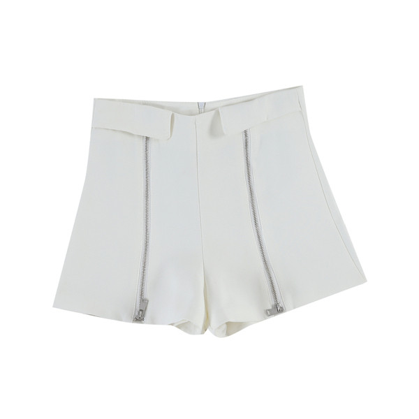 Modern női rövidnadrág fehér és fekete színben, cipzárral és magas derékkal