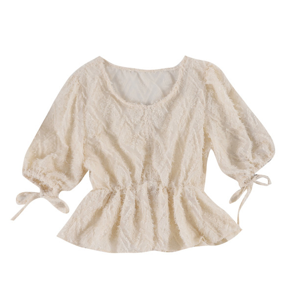 Bluză de damă modernă cu mâneci scurte în alb, negru și crem