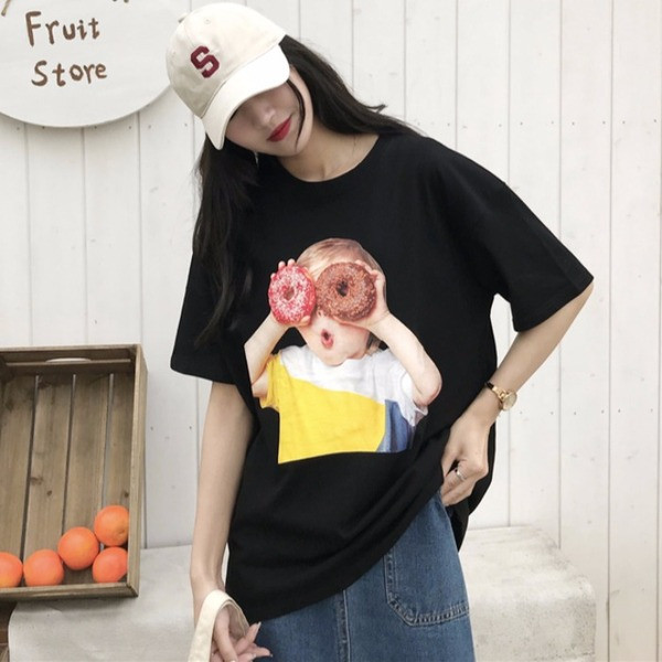 Tricou dama cu imprimeu in doua culori