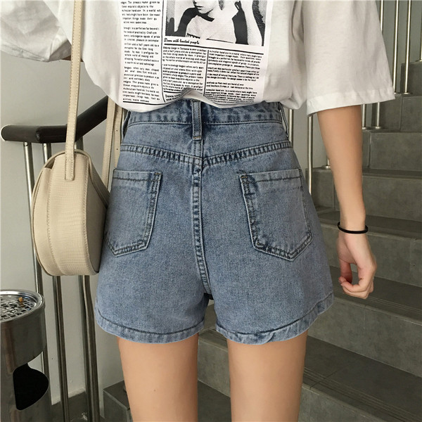 Női farmer-szoknya két színben, gombokkal